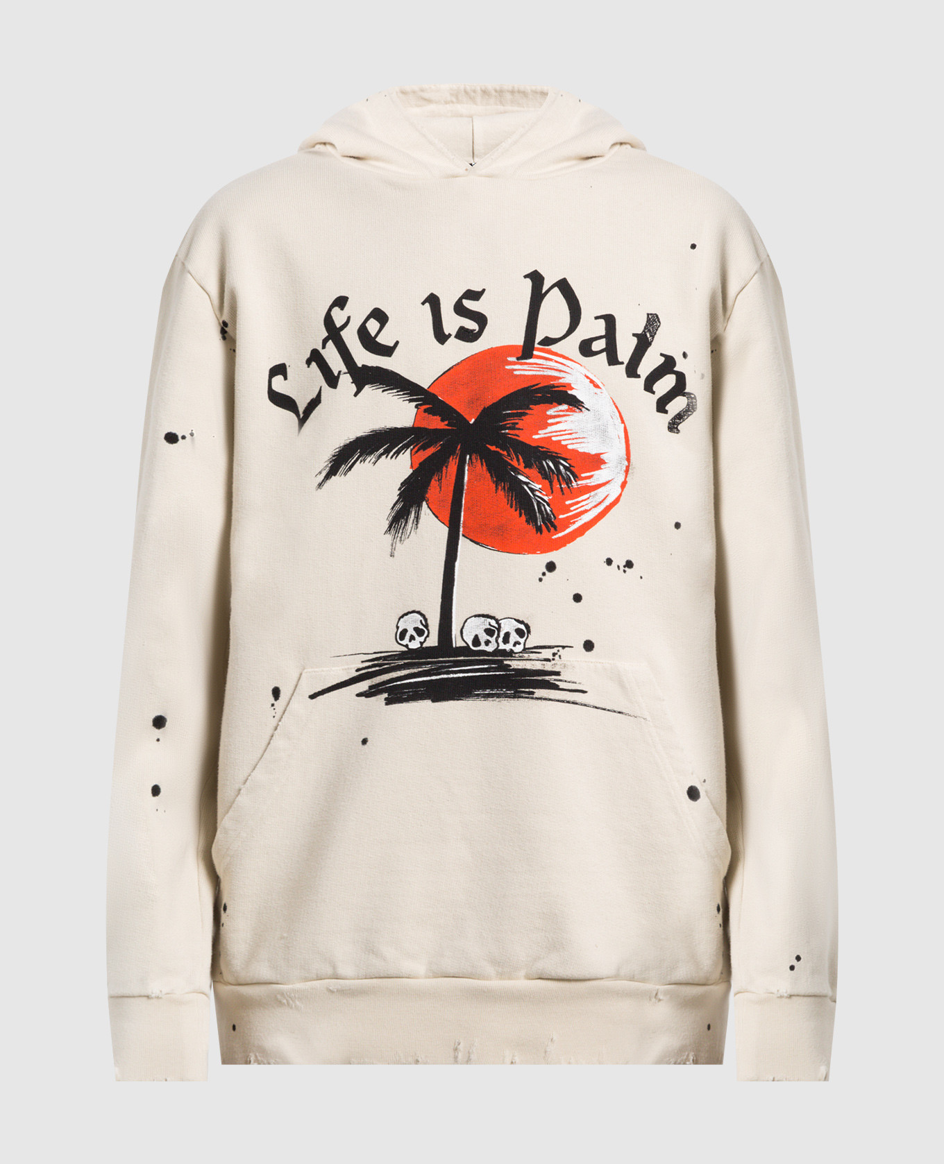 

Светло-бежевое худи с принтом Sunset Palm, Бежевый, Худи