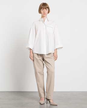 Brunello Cucinelli Бежевые брюки каррот MPR24P8145