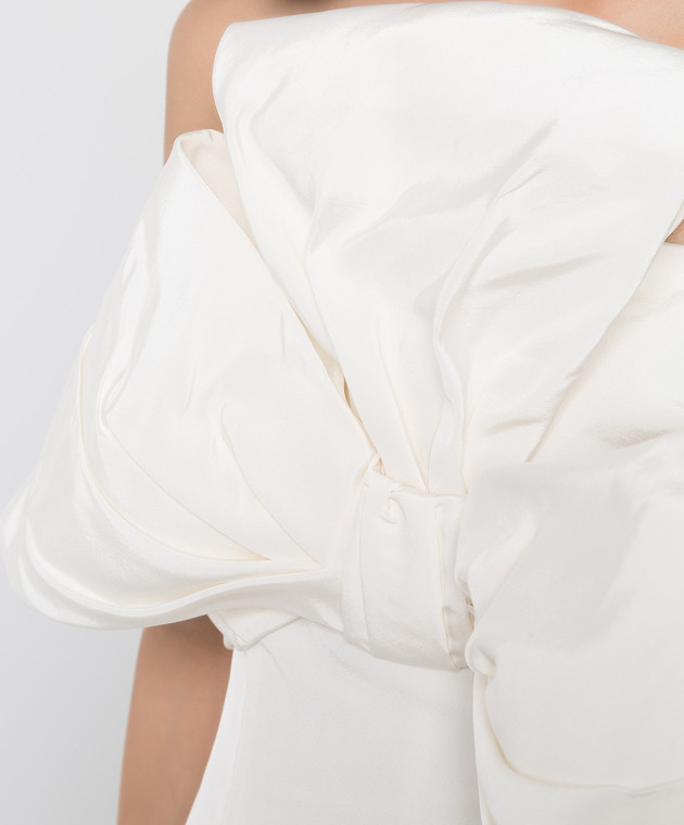 Carolina Herrera Біла шовкова сукня міні з бантом R2211N558SFA зображення 5