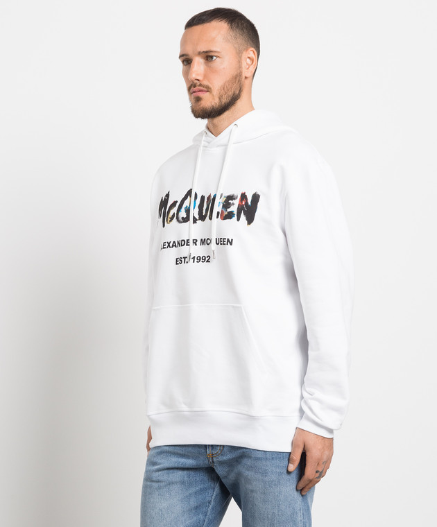 Alexander McQueen - Белое худи с принтом Watercolor Graffiti