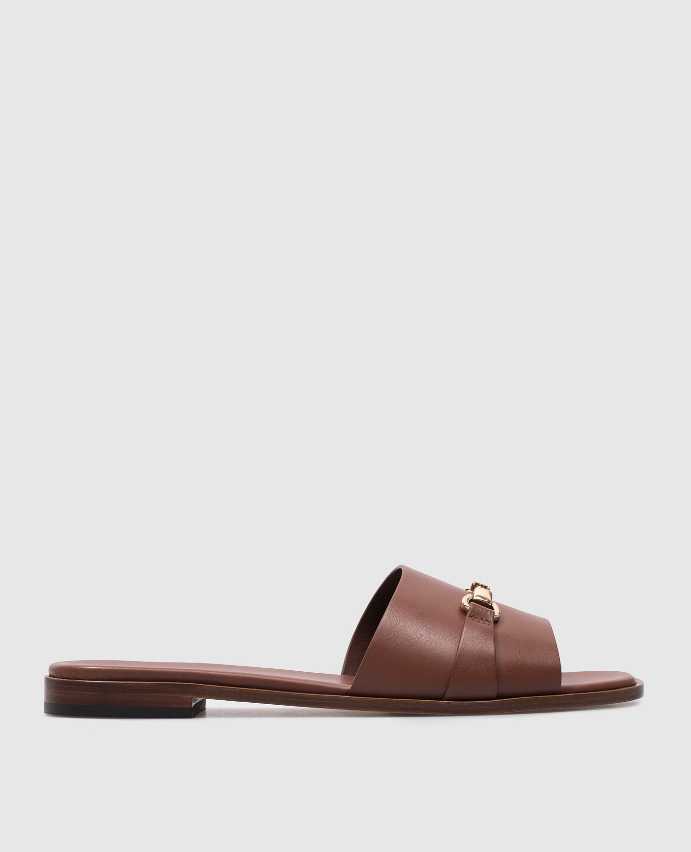 Brown leather Urano flip flops with logo