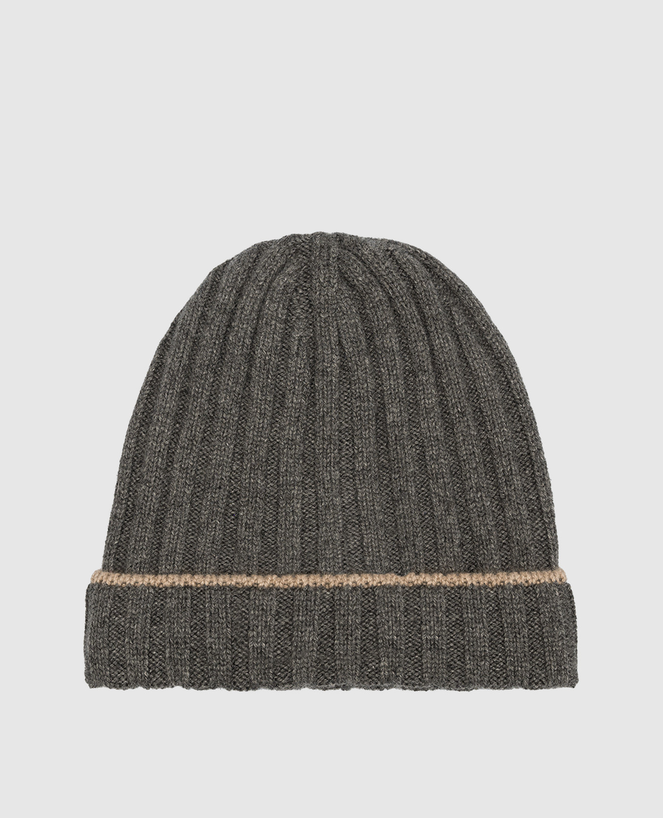 Gray ribbed cashmere hat