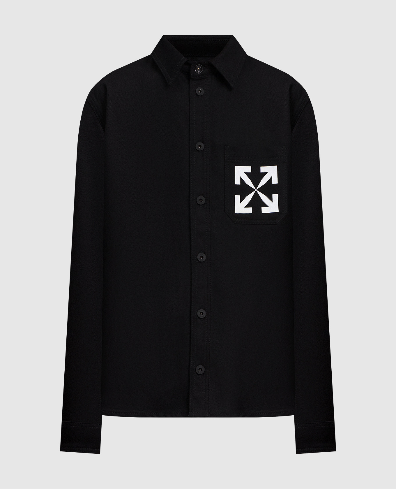 

Черная рубашка джинсовая с контрастным логотипом, Черный, Рубашки