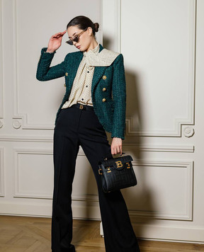 Balmain Чорні штани кльош з вовни BF1PO105WC09