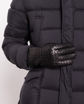 Bottega Veneta Чорні шкіряні рукавички з плетінням 687260VZQO1