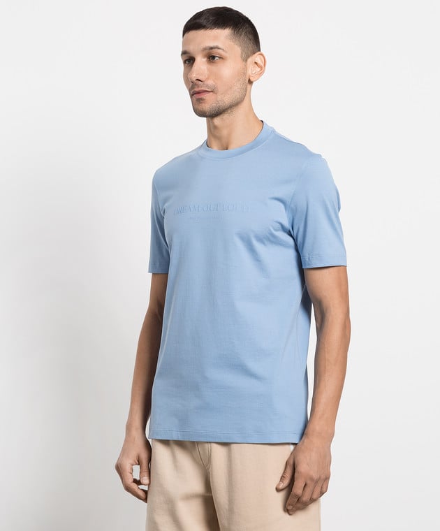 Brunello Cucinelli Блакитна футболка з принтом Dream out loud M0T618441 зображення 3