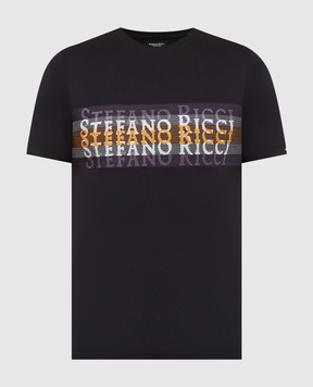 Stefano Ricci Черная футболка с вышивкой логотипа MNH2101560803
