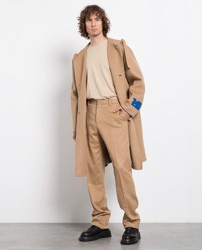 Off-White Бежевые брюки из кашемира OMCA214F22FAB006
