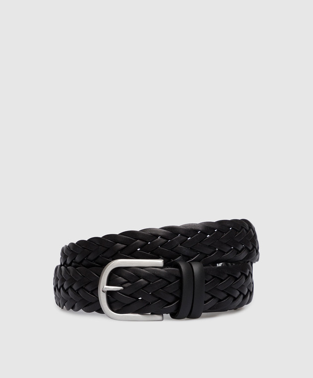 Canali - Black braided leather belt KA0035750C buy at Symbol