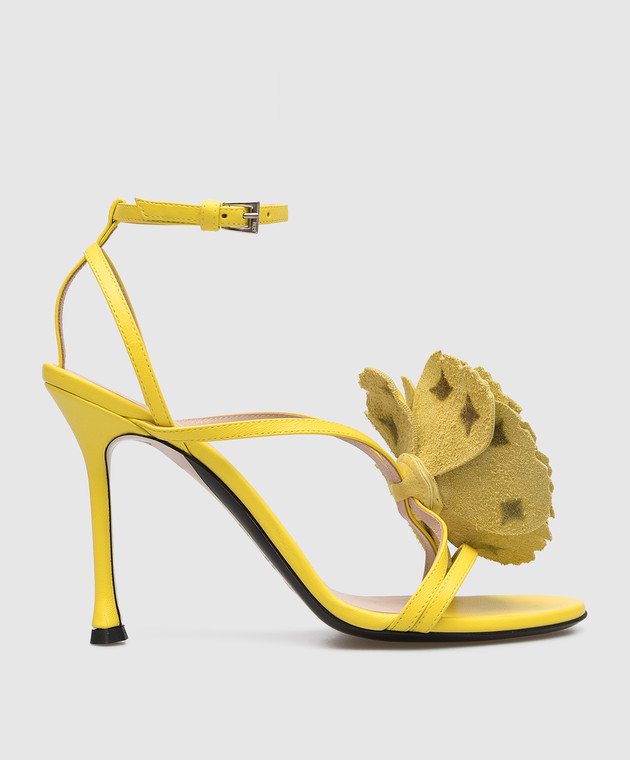 N21 Yellow leather sandals with a rose 23ECPXNV15062