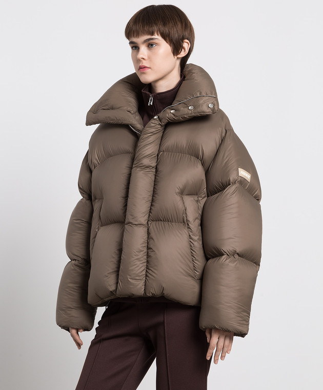 AMBUSH - Khakifarbene, gesteppte Daunenjacke BWED008F22FAB001 