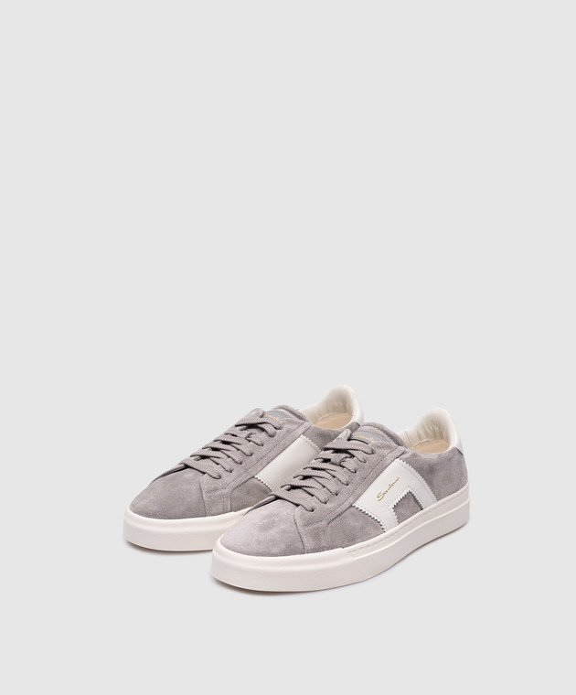 Santoni Gray suede sneakers with logo MBGT21870PNNGJAR image 2