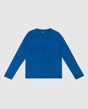Stefano Ricci Дитячий синій лонгслів з вишивкою логотипу YNH9300661TE001