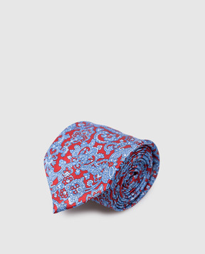 Stefano Ricci Дитячий шовковий синій набір із краватки і хустки-паше у візерунок YDX27001
