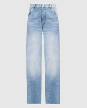 Balmain Блакитні джинси з ефектом потертості AF1ML045DC99