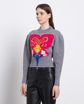 Alexander McQueen Сірий светр Orchid Intarsia з вовни 758520Q1A6H