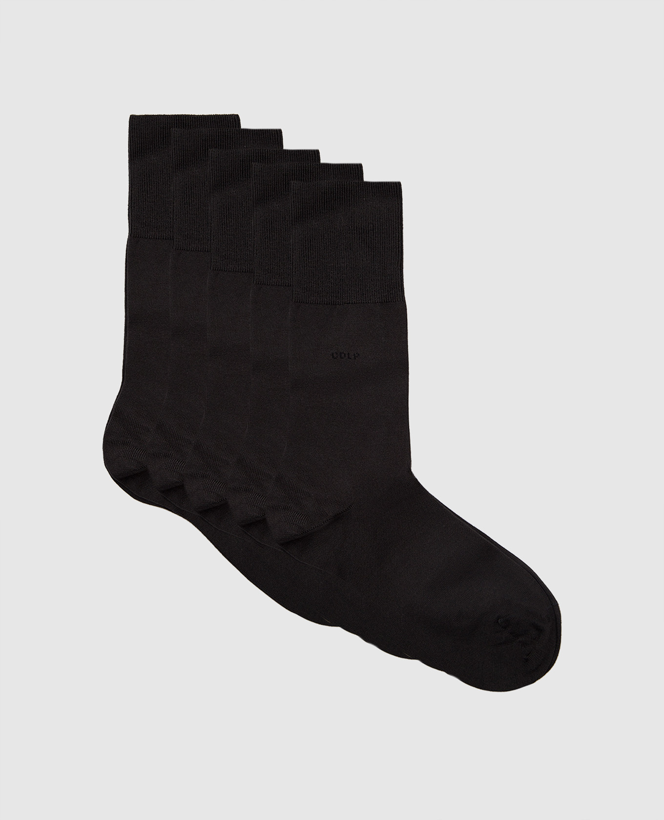 A set of khaki socks with a logo pattern