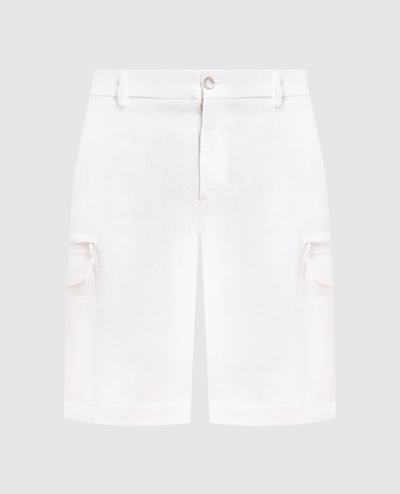White linen cargo shorts