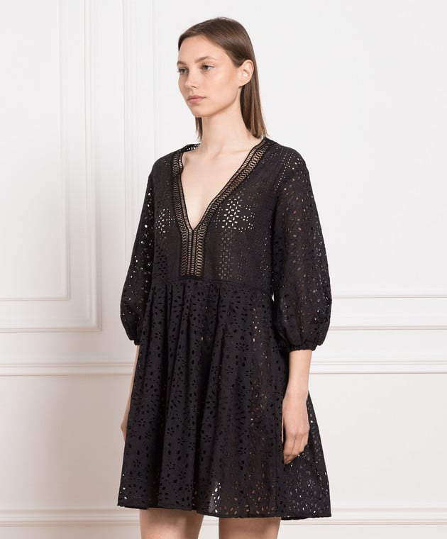 Ermanno Scervino Black mini dress with broderie embroidery D424K324SZB image 3