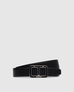 Tom Ford Black leather strap with metal logo TB281LCL311E