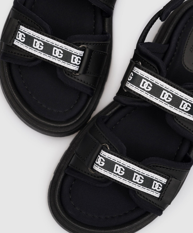 Dolce&Gabbana Дитячі чорні комбіновані сандалі з контрастним логотипом DG DA5049AA4373336 зображення 5