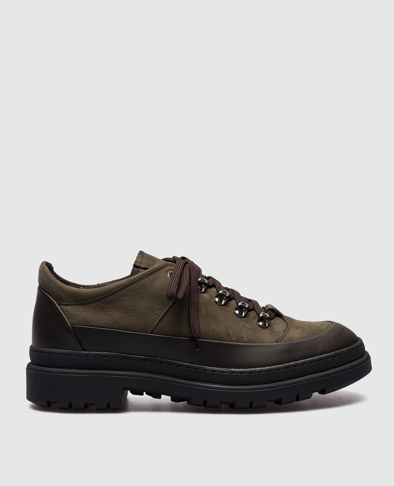Green leather boots with logo