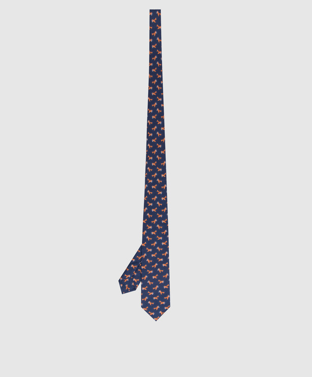 Stefano Ricci Дитячий синій шовковий набір з краватки та хустки-паші у візерунок YDHNG500 зображення 3
