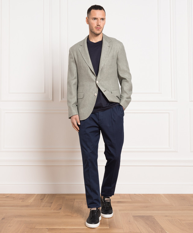 Brunello Cucinelli Green linen, wool and silk blazer MD4957BTD изображение 2