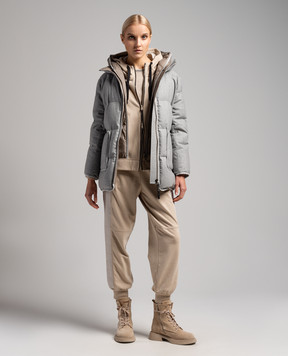 Brunello Cucinelli Бежева куртка з ланцюжком моніль MN05NDK306