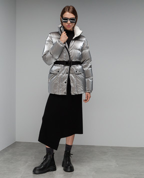 Moncler Сріблястий пуховик Herault з логотипом 1A00104596T2