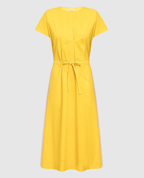 Loro Piana Желтое платье миди с контрастной отделкой FAM0871