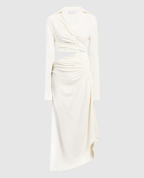 Off-White Белое платье с драпировкой OWDB455S23FAB001