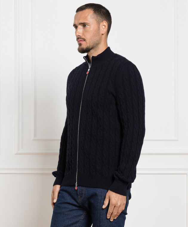 Kiton Синий кардиган с кашемиром в узор UK1019W23 изображение 3