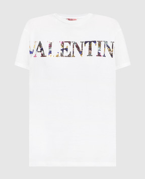 Valentino Белая футболка с пайетками 2B3MG20V7T7