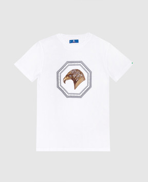 Stefano Ricci Дитяча біла футболка з вишивкою логотипу YNH8200160803
