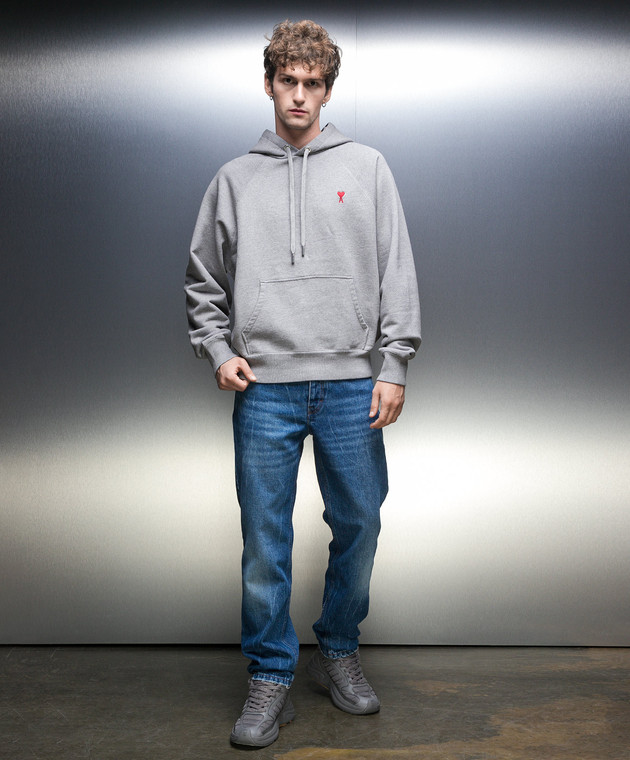 Ami Paris Серые худи с логотипом BFUSW205747 изображение 2