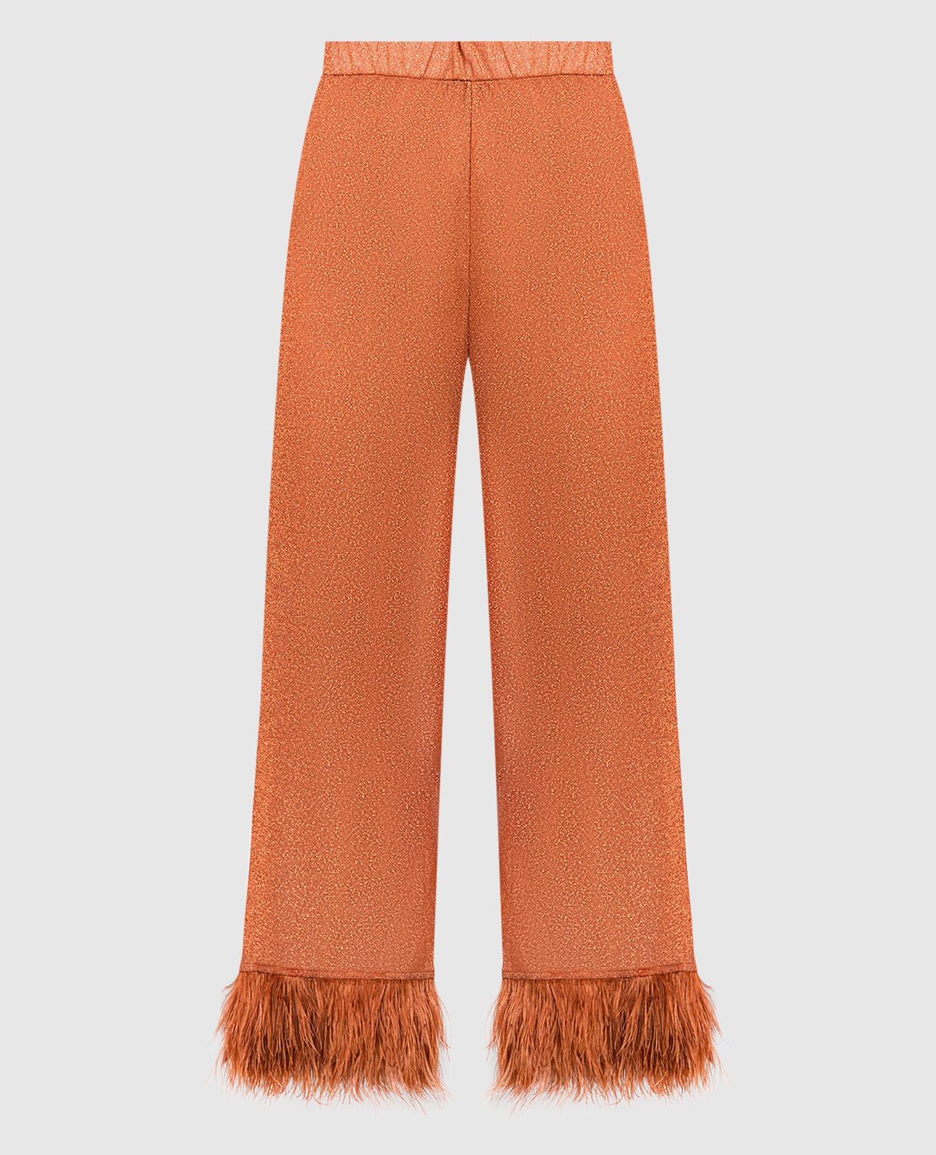 Оранжевые брюки HS22 Lumiere Plumage со страусиными перьями