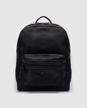 Kiton Чорний рюкзак з вишивкою логотипа UBA0031N00808