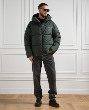 Moncler Grenoble Зеленый пуховик Mazod с фактурным логотипом 1A000465399E