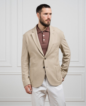 Loro Piana Бежевый блейзер из шелка и кашемира FAI2572