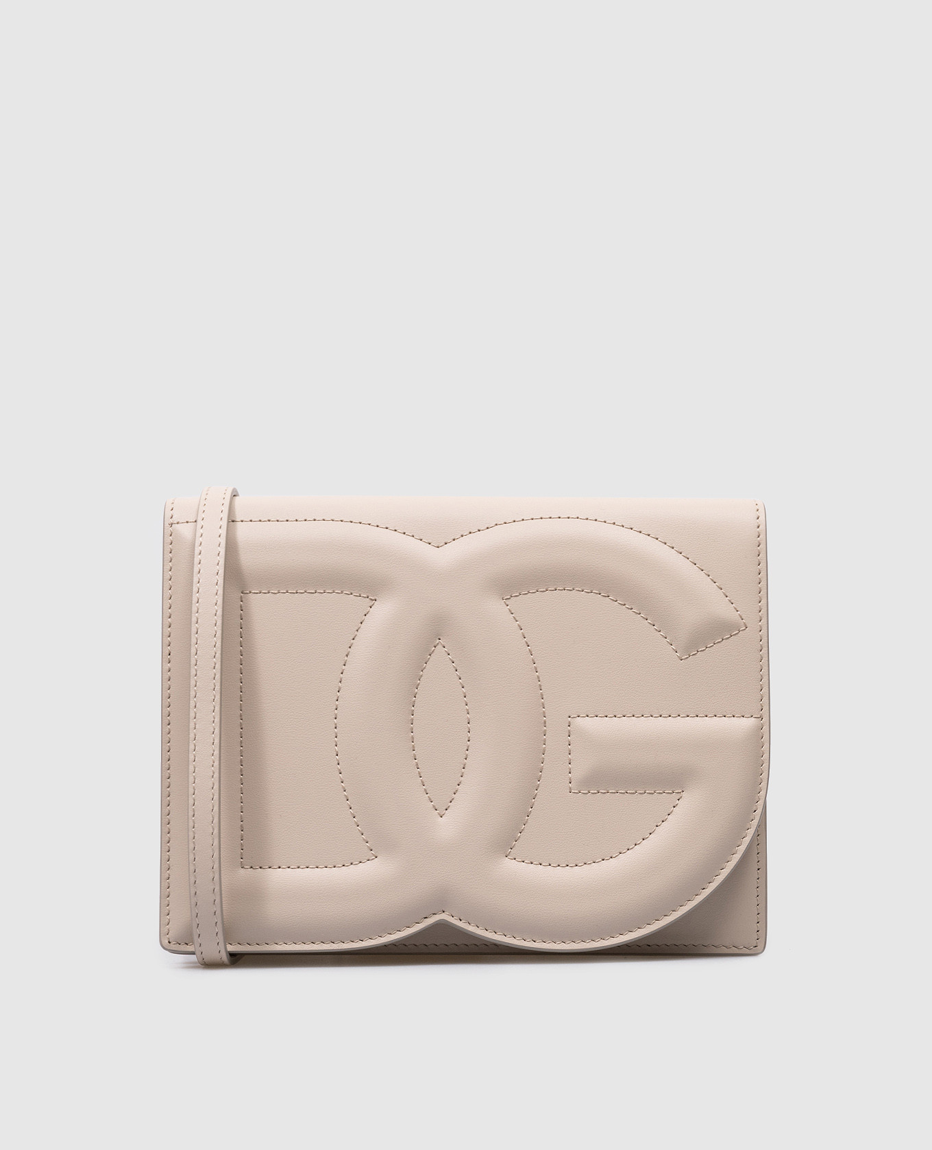 DG Logo beige leather crossbody bag