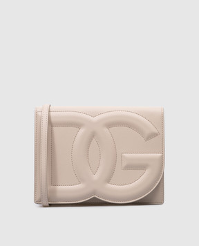 Dolce&Gabbana Бежевая кожаная сумка кросс-боди DG Logo BB7287AW576