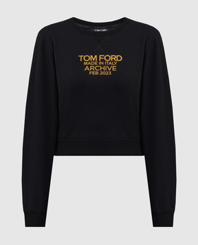 Tom Ford Чорний світшот з принтом логотипа FLJ055FAX769
