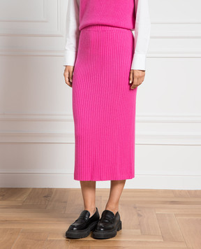Allude Рожева спідниця міді з кашеміру в рубчик 23511143
