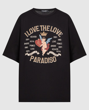Dolce&Gabbana Чорна футболка з принтом G8JE2TFU7EQ