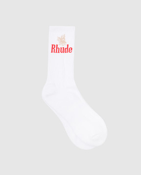 Rhude Білі шкарпетки EAGLES з візерунком логотипа RHPS24SO02616149