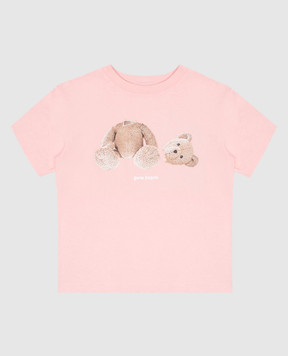 Palm Angels Детская розовая футболка с принтом Медведь PGAA002C99JER003