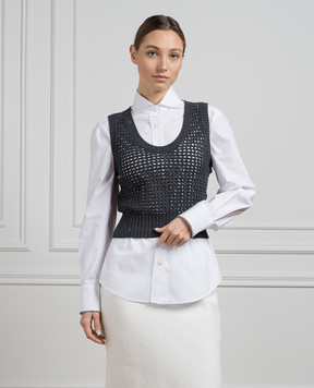 Brunello Cucinelli Сірий топ з паєтками MDV796800