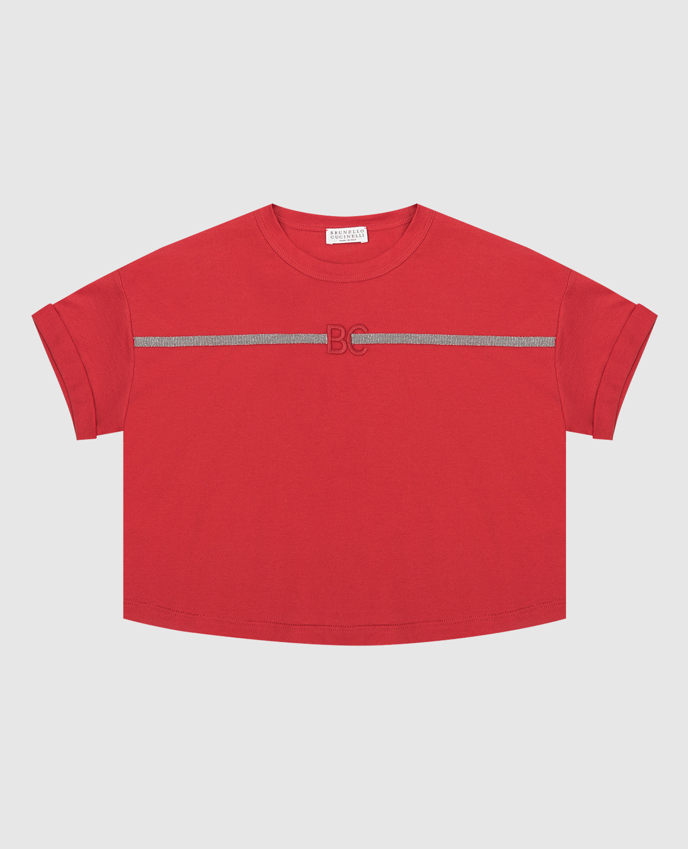 Детская красная футболка с цепочками и монограммой