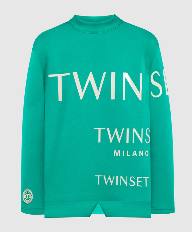 Twinset Green sweatshirt with logo print 222TP2442